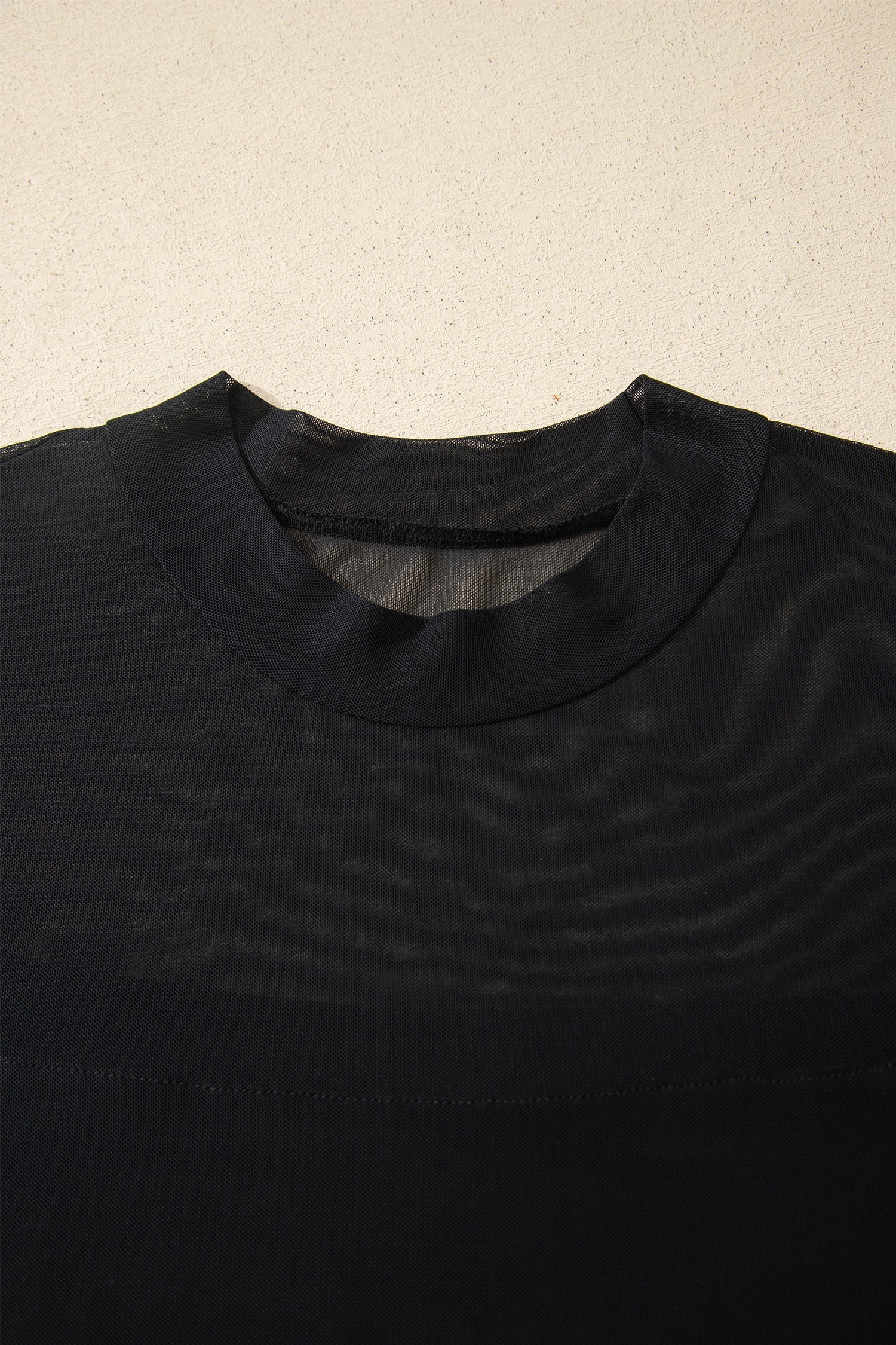 Plus Size Sheer Mesh Panel Short Sleeve Top