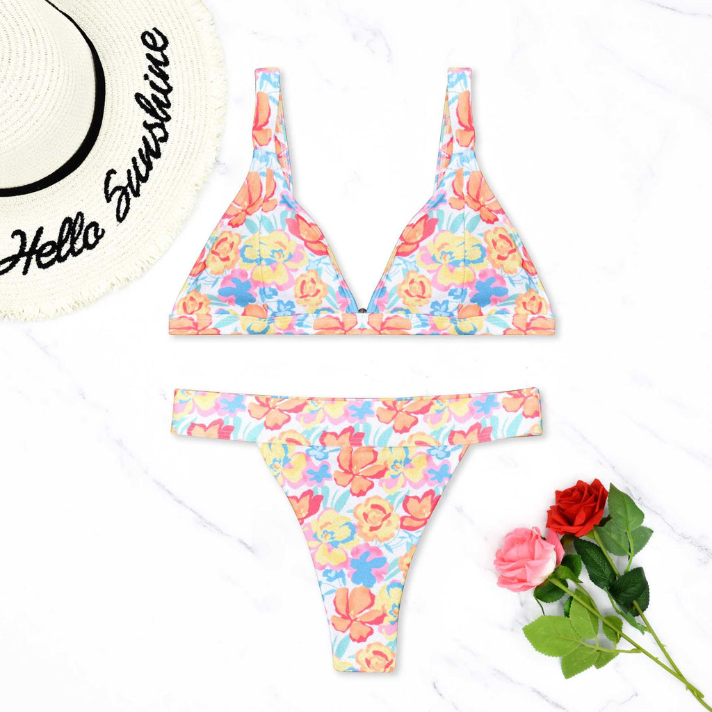 High-Waisted Solid Color Lingerie-Style Swimwear for Women
