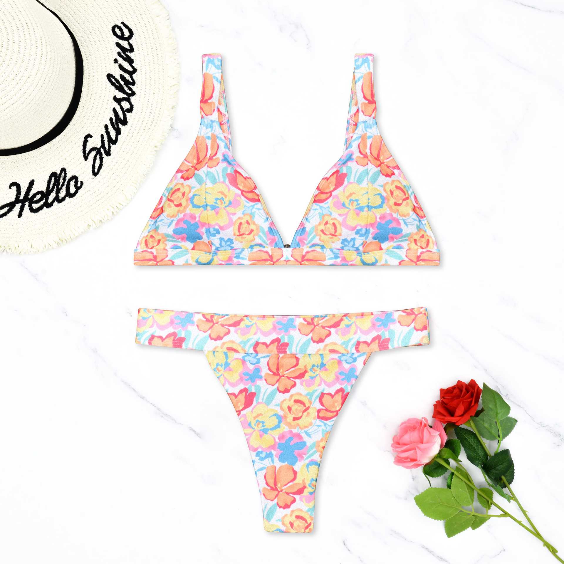High-Waisted Solid Color Lingerie-Style Swimwear for Women