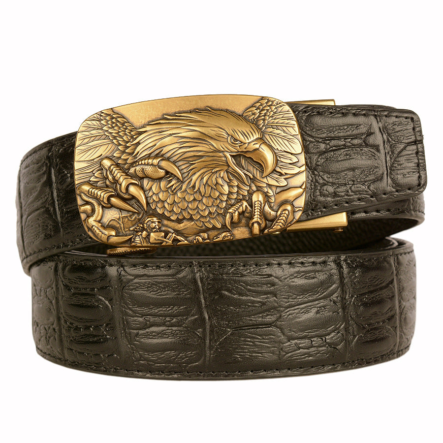 Wholesale Top Layer Cowhide Belt Men's Automatic Buckle Leather Belt Student Casual Trousers Belt