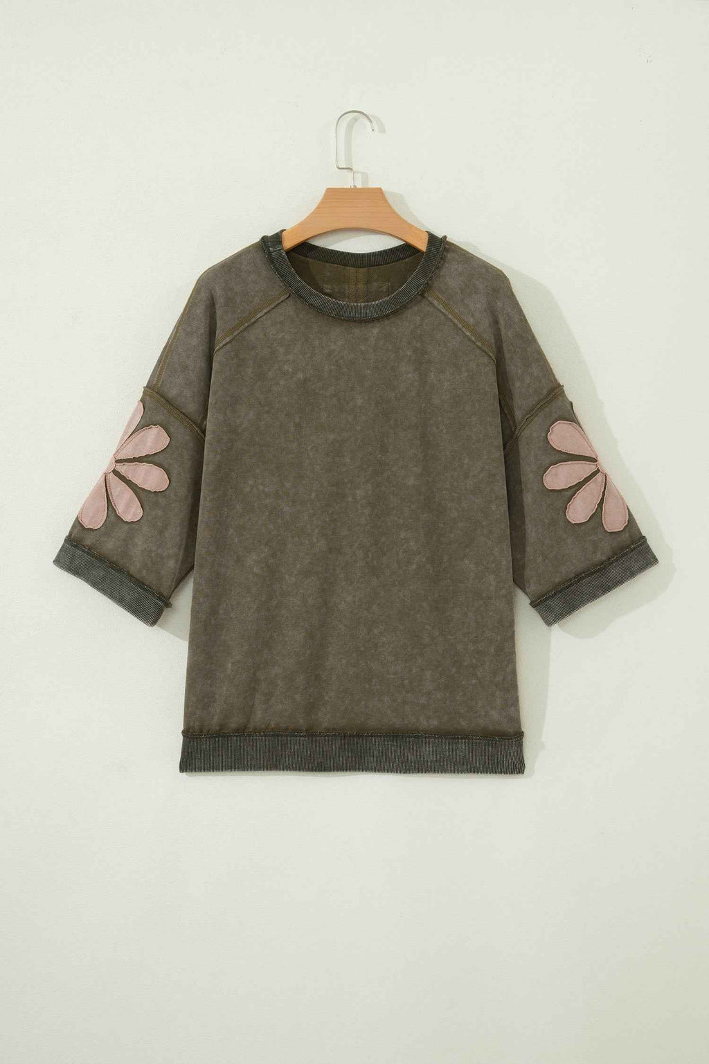 Floral Patchwork Mineral Wash Exposed Seam Top