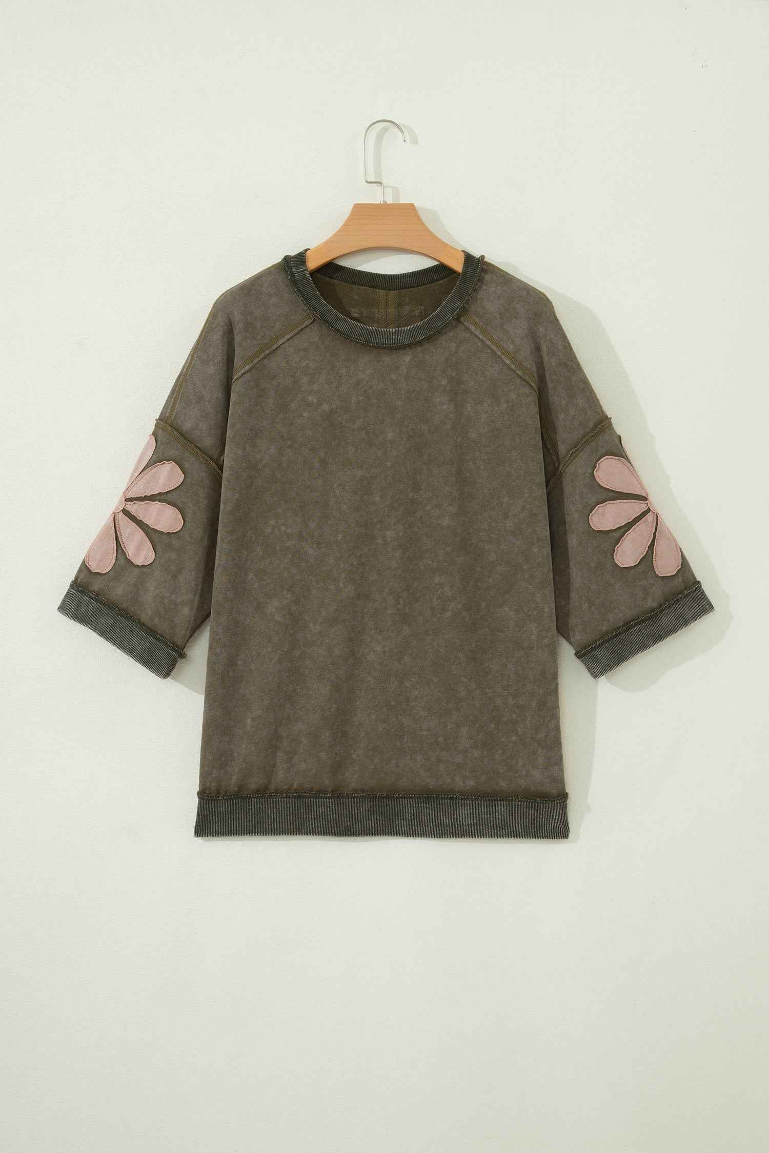 Floral Patchwork Mineral Wash Exposed Seam Top