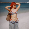 Push-Up Effect, Printed Pattern, Two-Piece Swimwear for Women