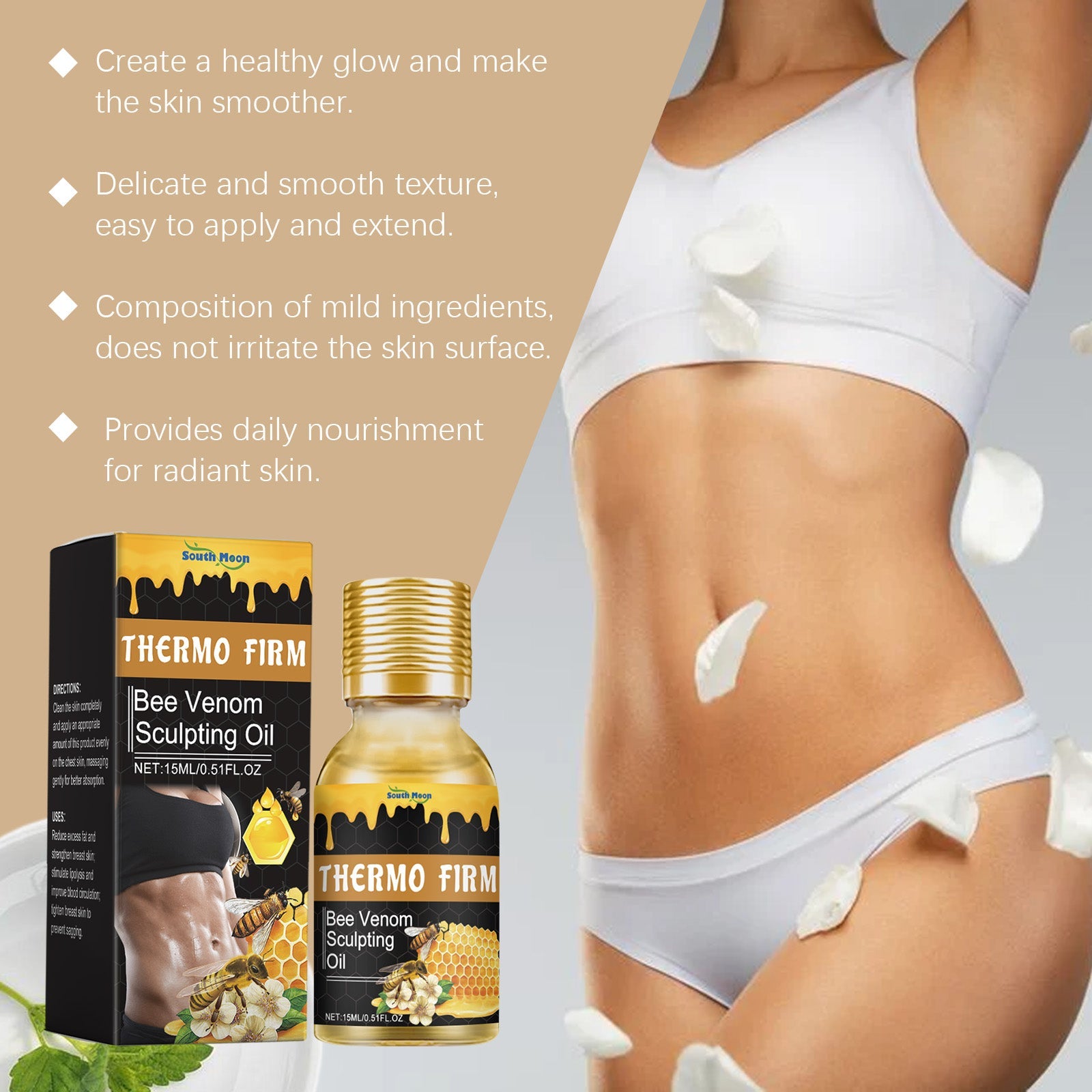 Bee Venom Treatment Oil Tightens Skin Figure Highlights Lines Gentle Ingredients Body Care Oil