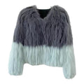Faux Fox Fox Fur Splice Color Contrast Bomber Jacket Strips Sewed Fluffy Imitation Mink Fur Coat Furry Cardigan Hair Parkas Tops
