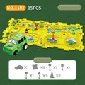 DIY assembly of children's puzzle track car with various scenarios city map construction electric puzzle track car