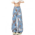 INS Street Straight Leg Patterned Lyocell Ice Silk Jeans