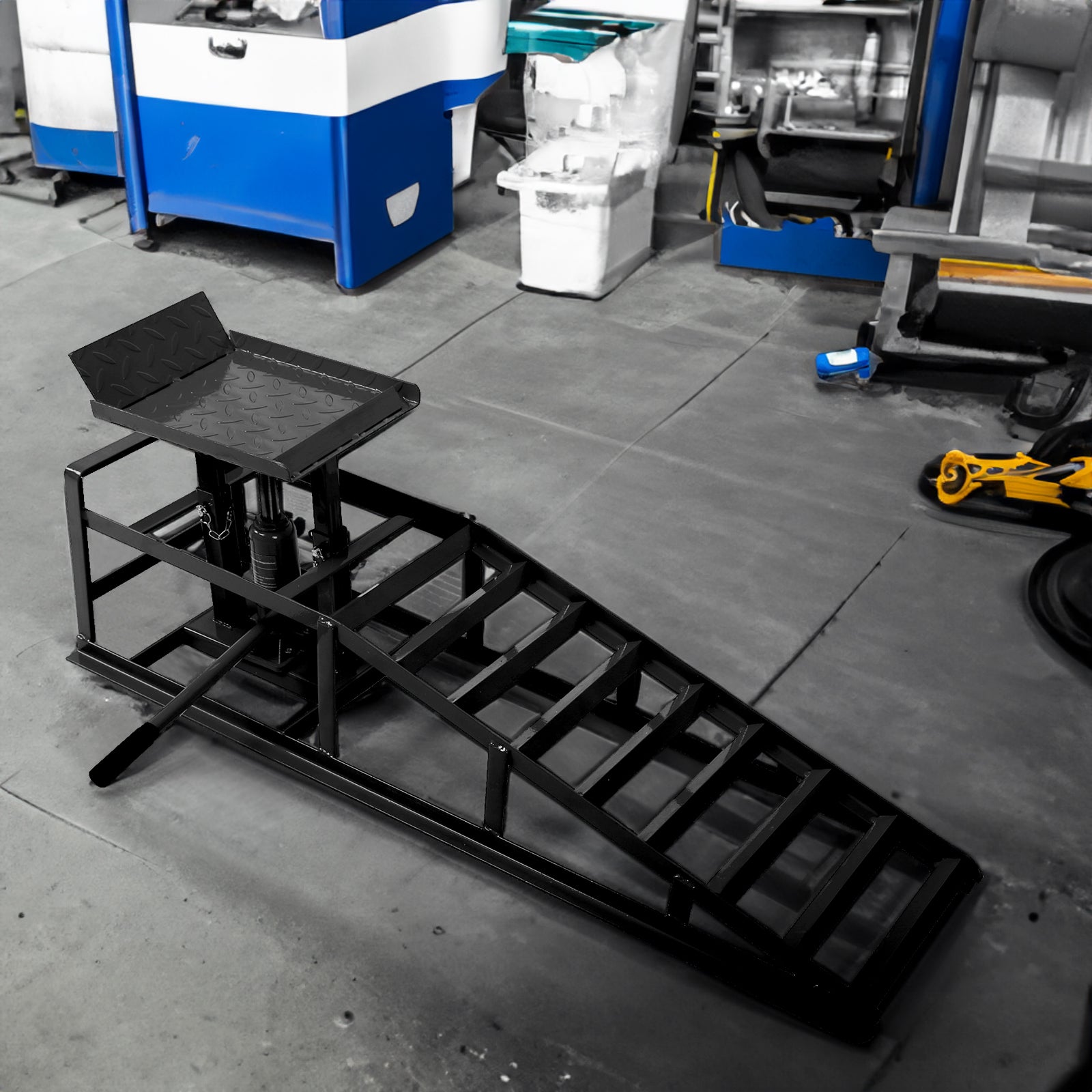 Car truck service ramp lift, garage car lift hydraulic ramp black 5-ton, maintenance frame lift (2 packs) black