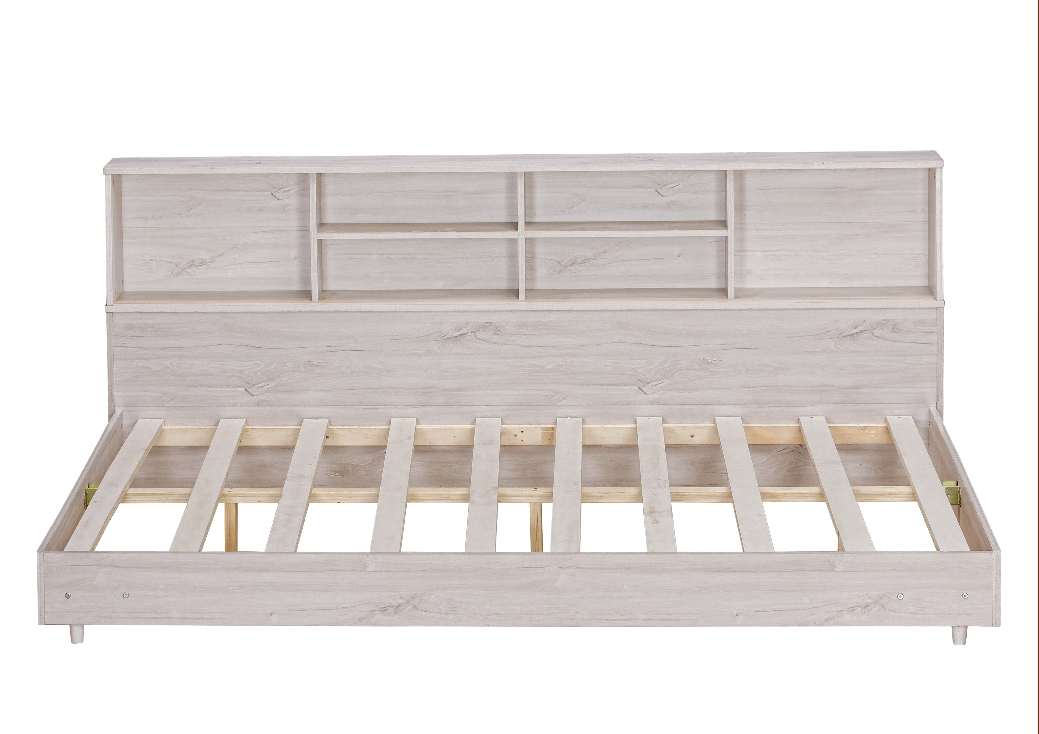 Full Size Daybed Frame with Storage Bookcases White Oak