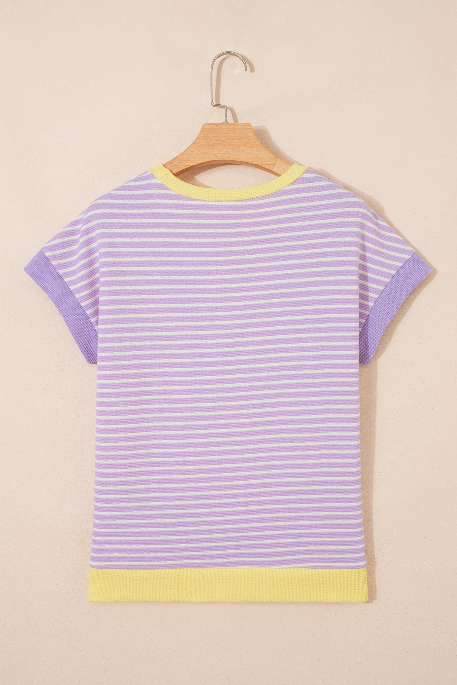Stripe Colorblock Textured Short Sleeve T-Shirt