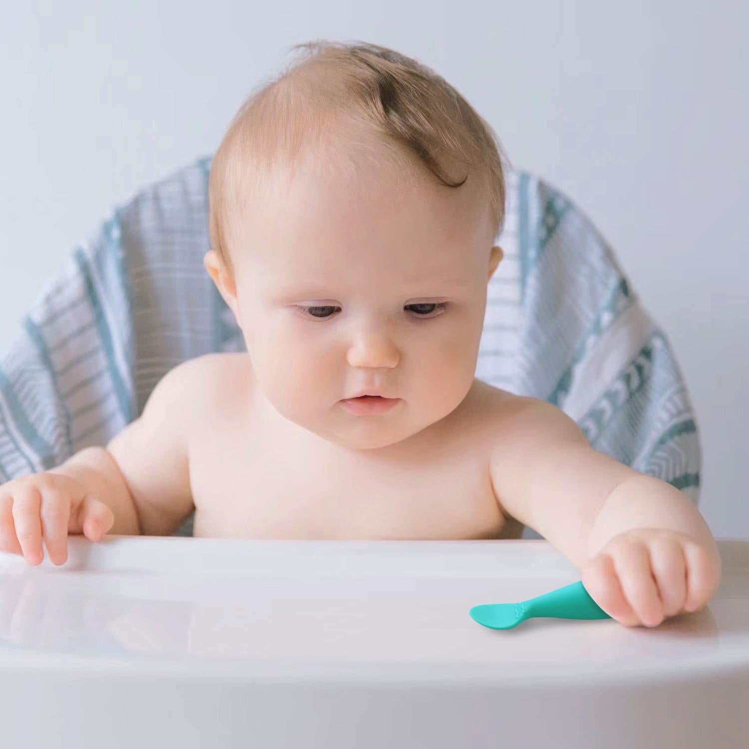 Hot selling silicone baby soft spoon, food grade children's complementary food, eating fat fork spoon