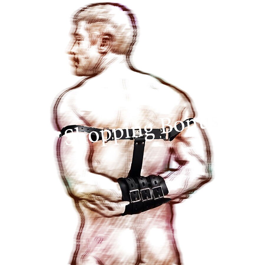 Leather Bondage Handcuffs, BDSM Armbinder Restraint ,Arms Behind Back Straitjacket,Sex Toys For Couples