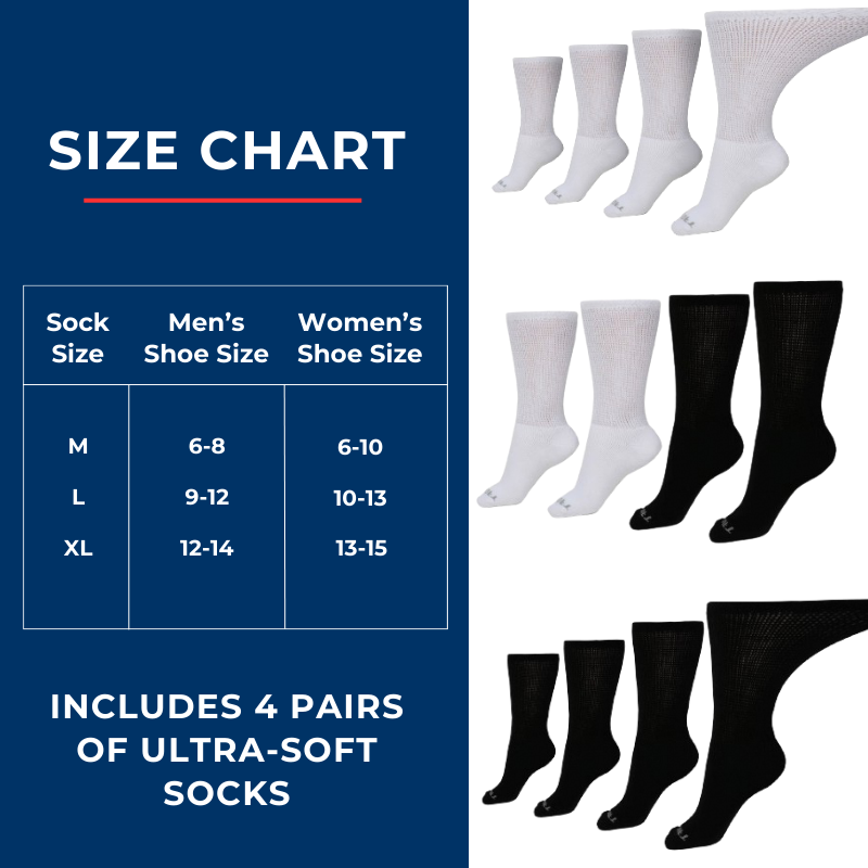 Men's Ultra-Soft Upper Calf Diabetic Socks (4 Pair) - Andersen Mercantile
