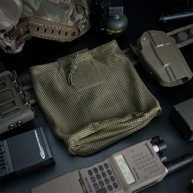 Tactical Dump Pouch Foldable High Capacity Nylon Mesh MOLLE Belt Compatible Lightweight Durable
