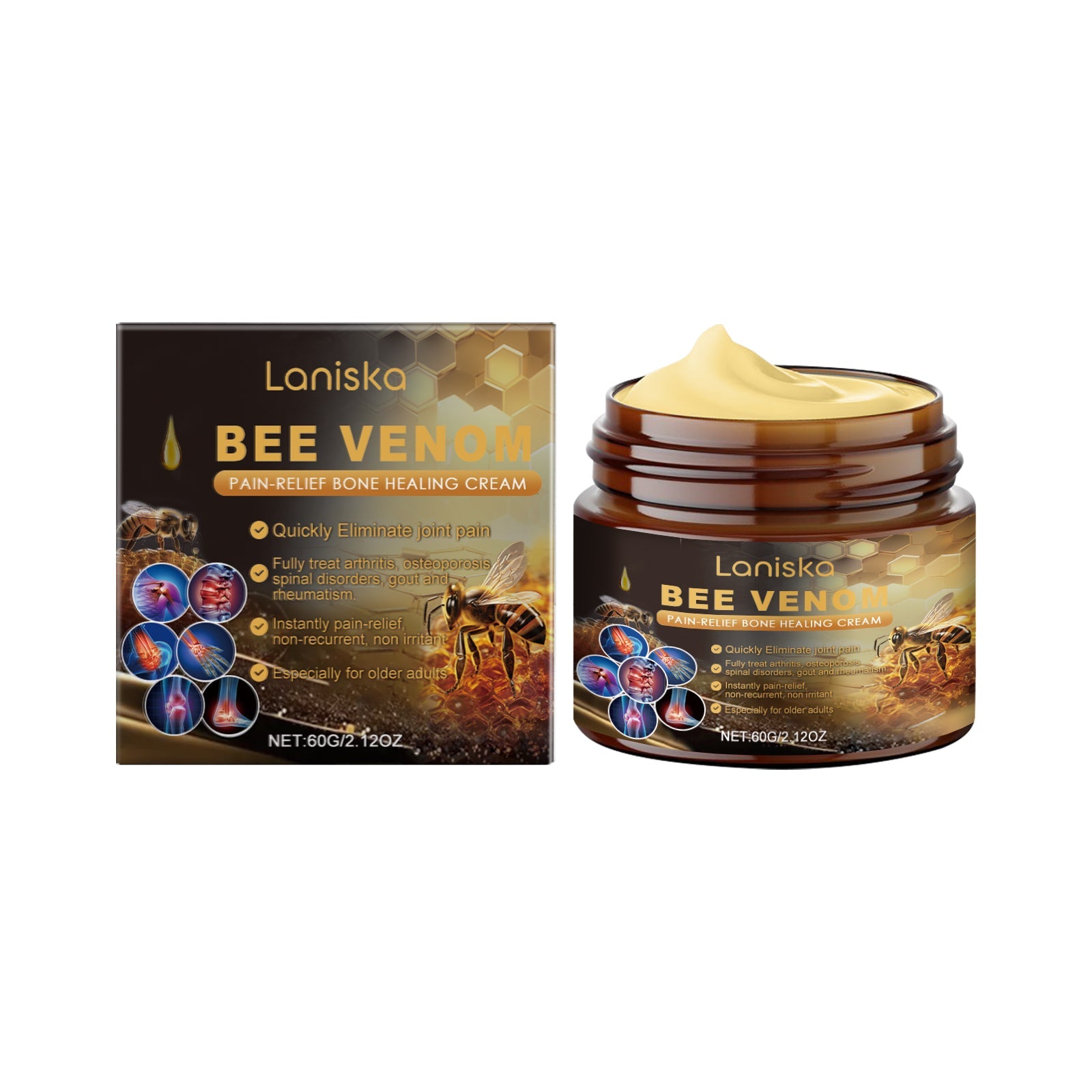 Bee Venom Joint Care Cream Gently Soothes Joints, Bones And Muscles With Daily Massage Treatment