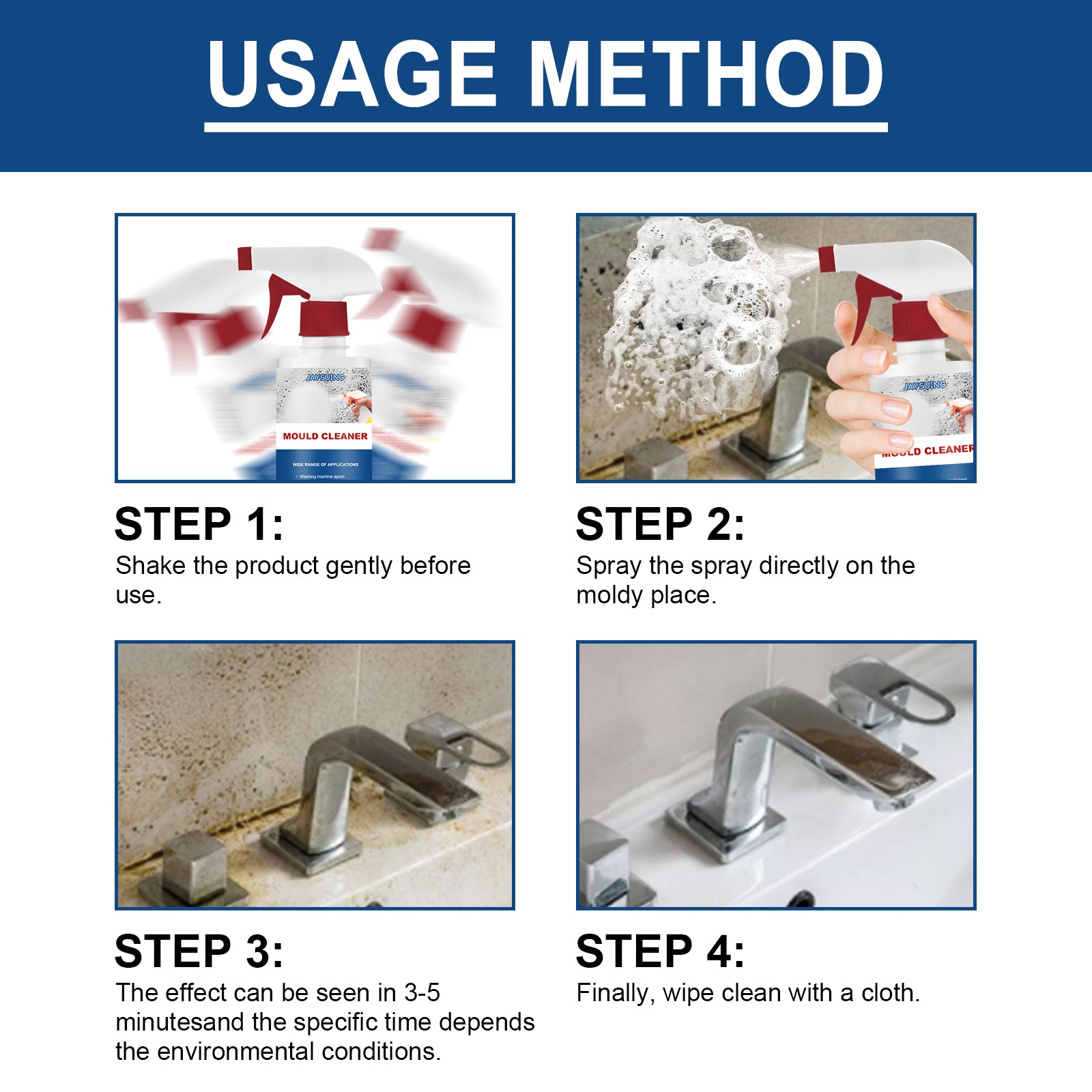 Mold Remover Spray, Ceiling Bathroom Tile Wall Multi-Effect Cleaning Decontamination And Mildew Removal Spray
