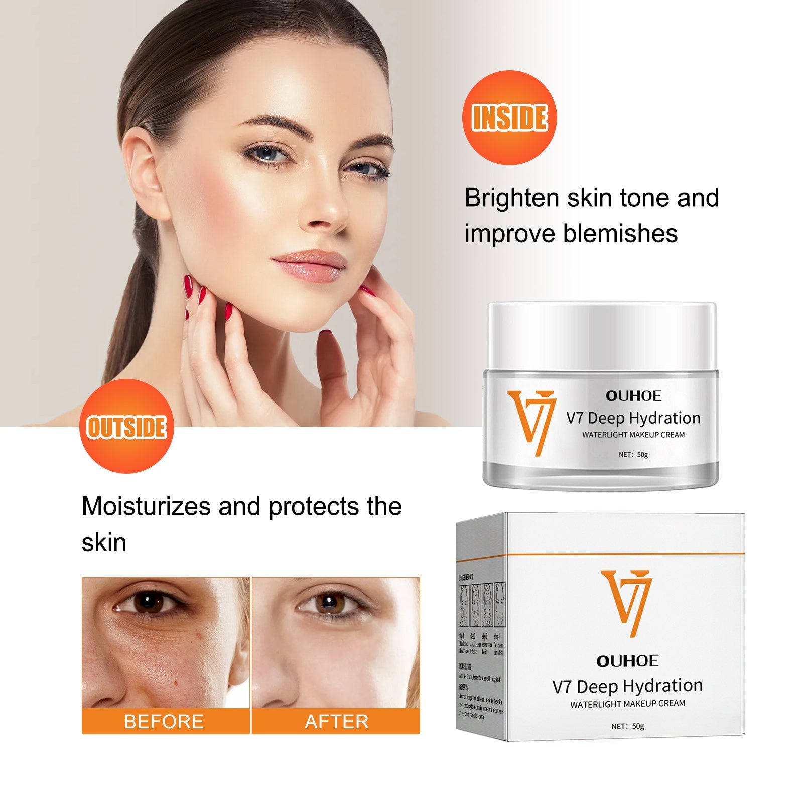 Moisturizing And Brightening Toning Cream, Moisturizing Face, Beauty, Rejuvenation, Moisturizing Cream, Brightening, Firming And Smoothing Cream