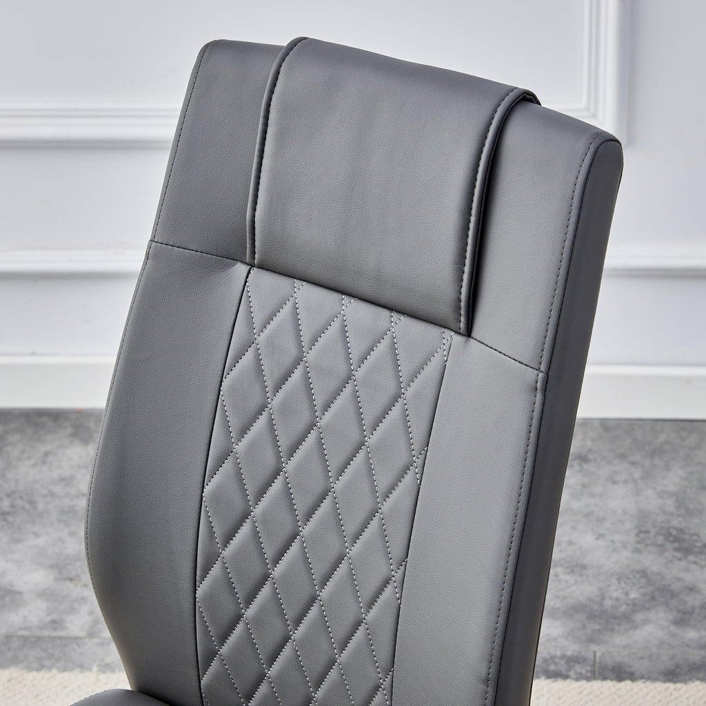 Comes with faux leather cushioned seats living room chairs with metal legs (gray+PU leather)
