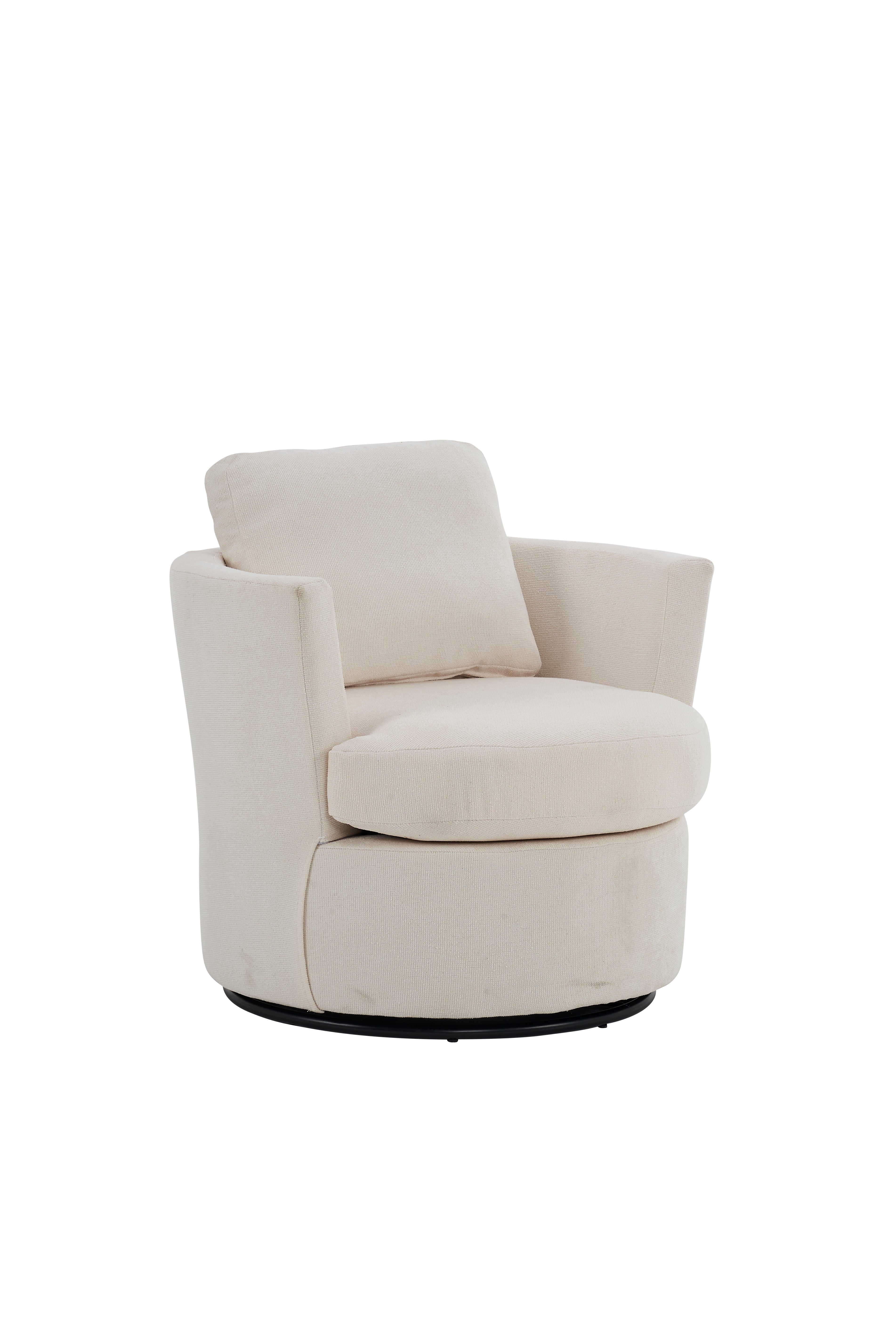 Rotating bucket chair living room comfortable circular sofa chair 360 degree rotating bucket club chair armchair (beige)