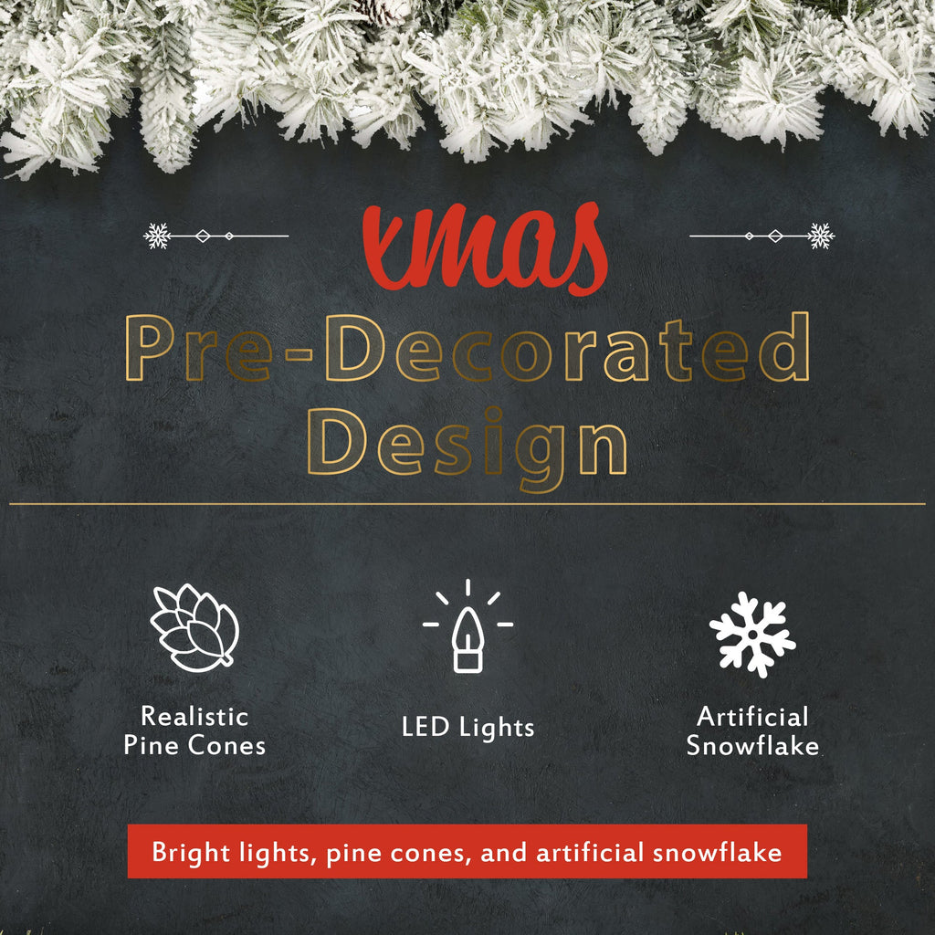 A set of 4 artificial Christmas trees, including flower garlands, flower garlands, and 2 entrance trees, with LED lights