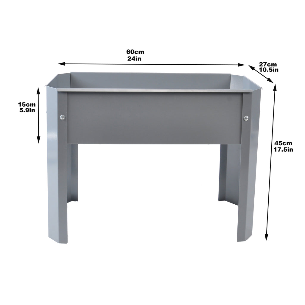 Elevated garden bed, metal elevated outdoor flowerpot box, suitable for backyard and terrace, large flowerpot Grey + Steel