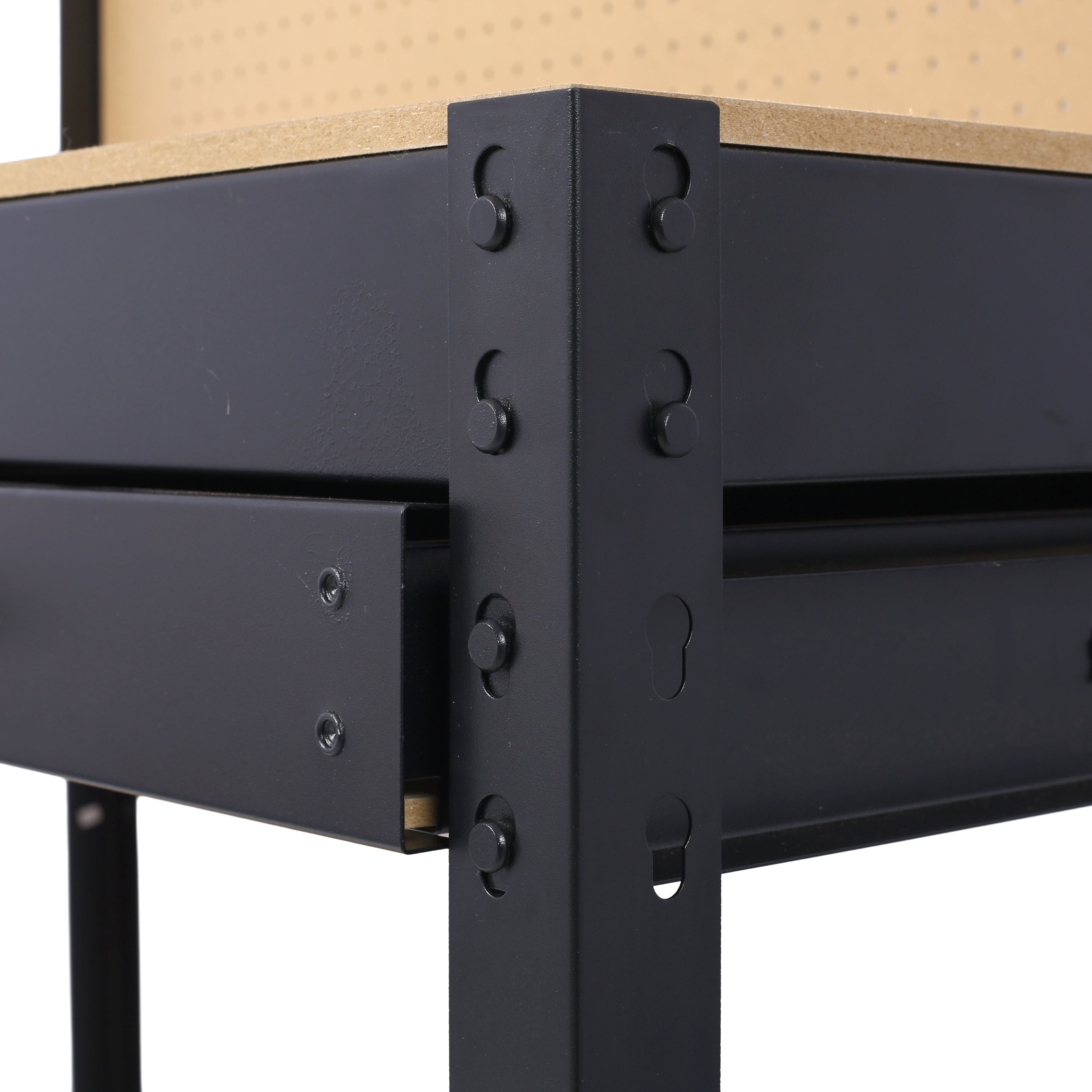 Steel Workbench Tool Storage Work Bench Workshop Tools Table W/Drawer and Peg Board ,4xAC outlets 2xUSB Ports
