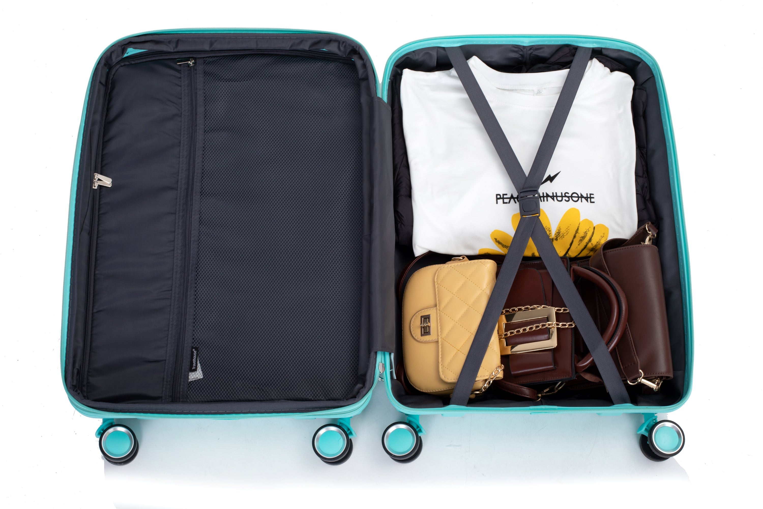 Expandable Hardshell Suitcase Double Spinner Wheels PP Luggage Sets Lightweight Durable 3-Piece Set (20/24/28) , Lake Blue