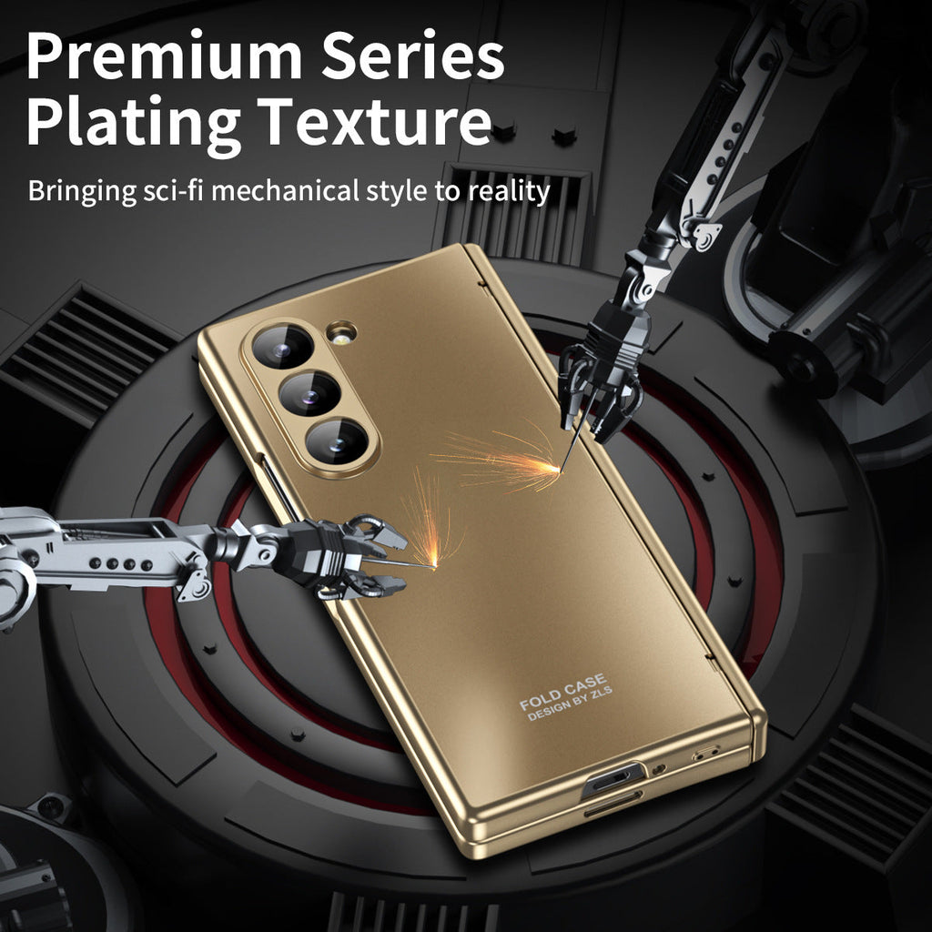 Suitable for Samsung Fold6 phone case FOLD5 folding screen solid color electroplating Fold4 all inclusive anti drop protective case 5G