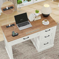 White Forty SevenInch Handcrafted Solid Wood Executive Desk