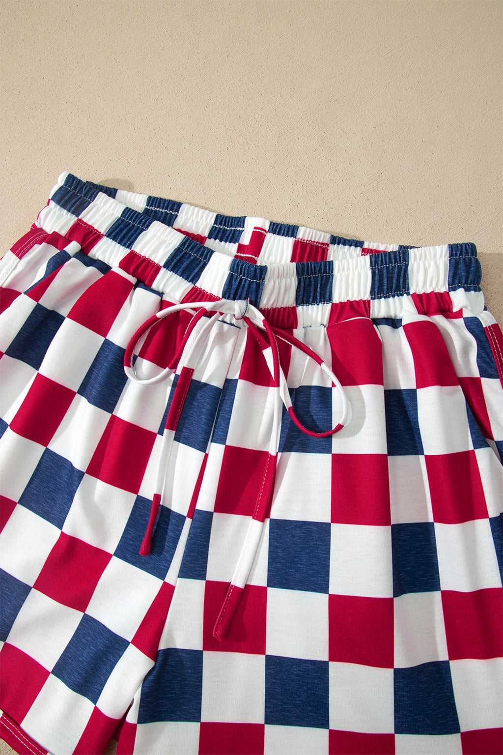 4th of July Checker High Waist Shorts