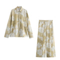 Women's floral print silk textured shirt and pants