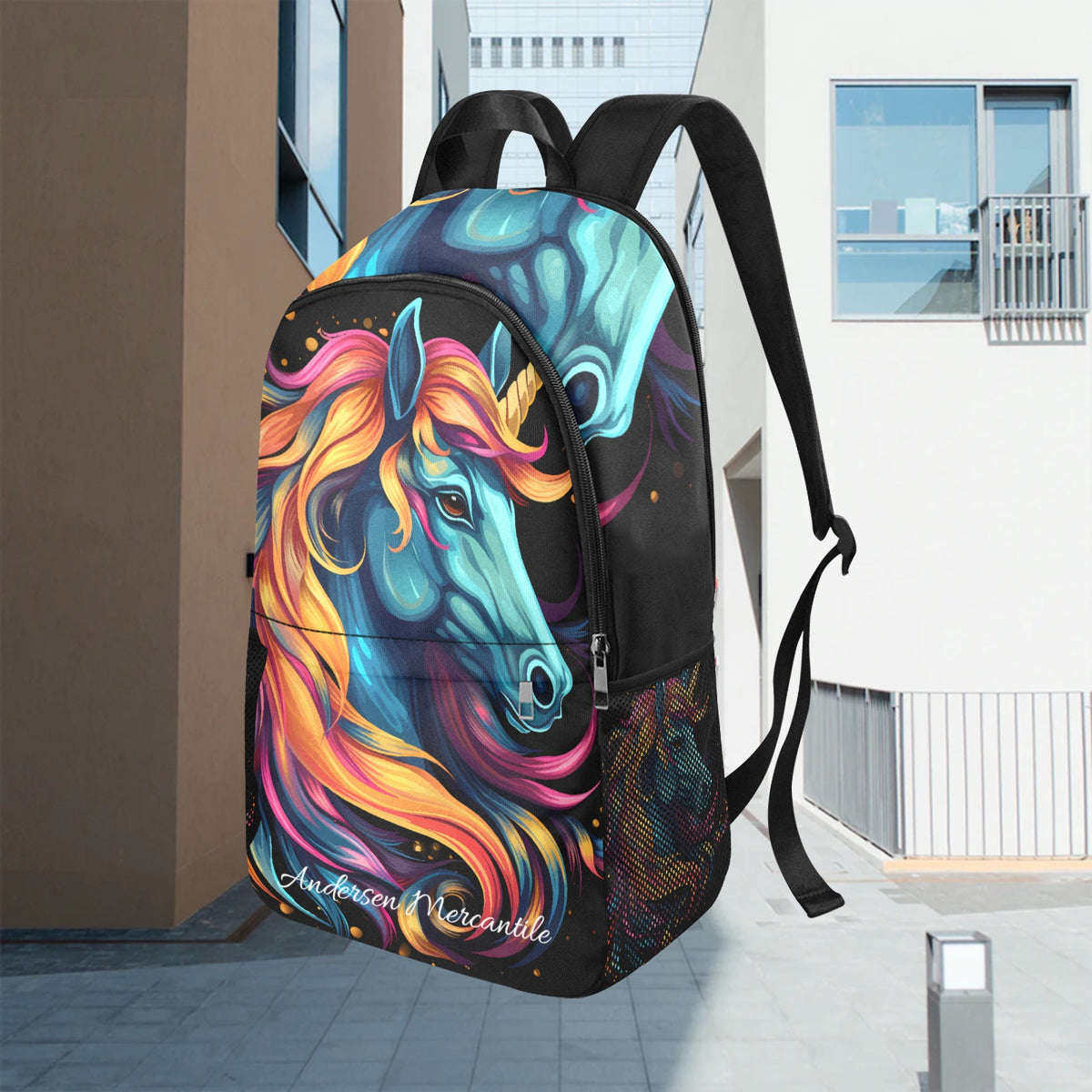 Fabric Backpack with Side Mesh Pockets (1659)