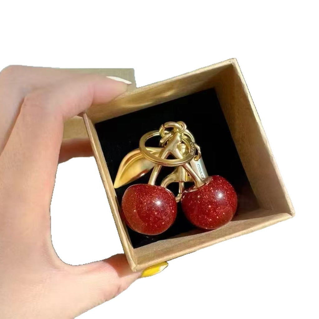 Cherry bag pendant cherry keychain handbag pendant