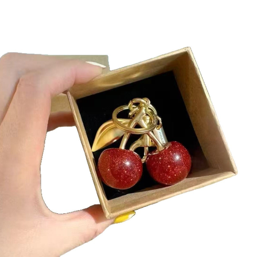 Cherry bag pendant cherry keychain handbag pendant