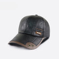 Autumn and Winter new PU leather baseball cap fashion stitching and brushed middle-aged and elderly peaked cap