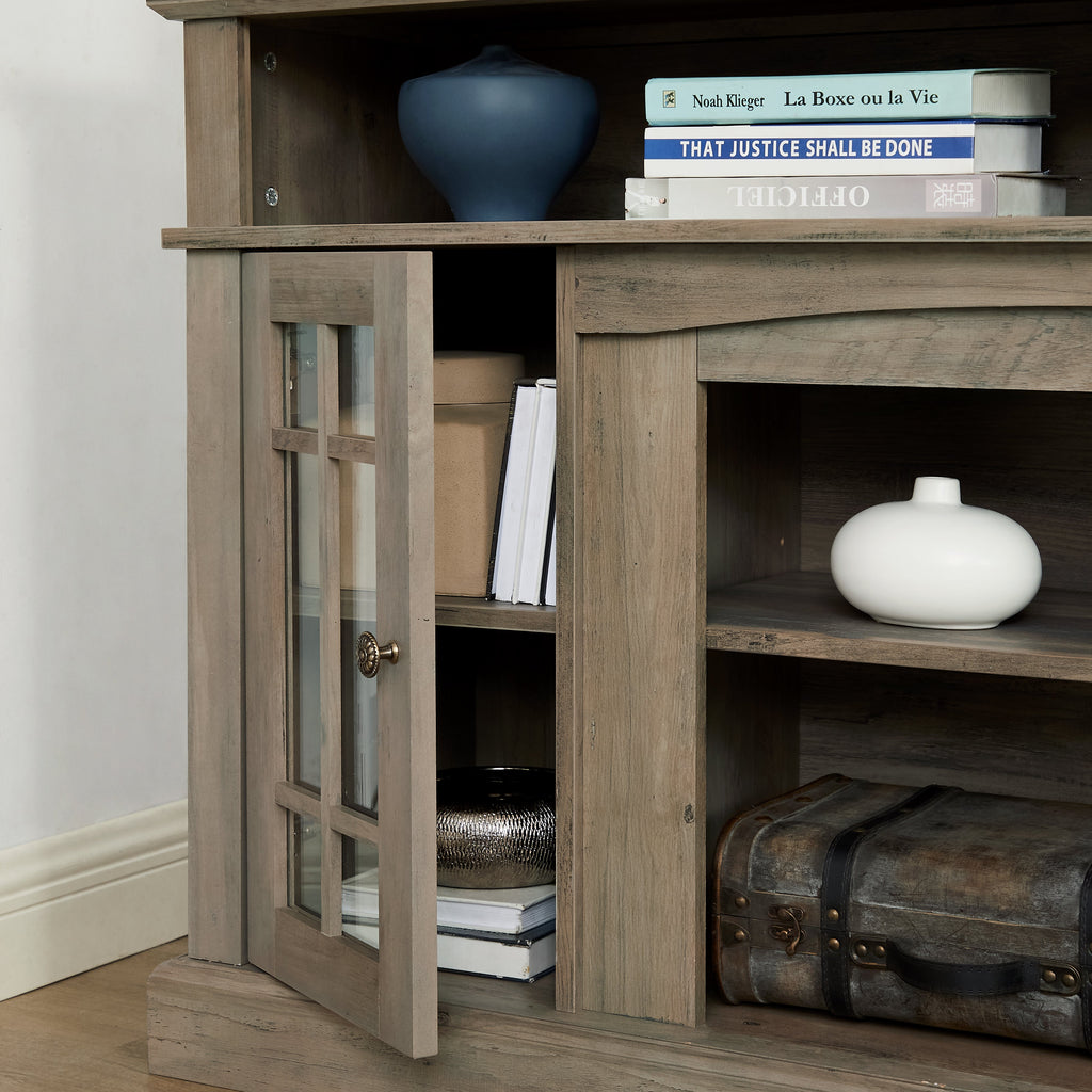 Classic TV Media Stand Modern Entertainment Console for TV Up to 65" with Open and Closed Storage Space Gray Wash