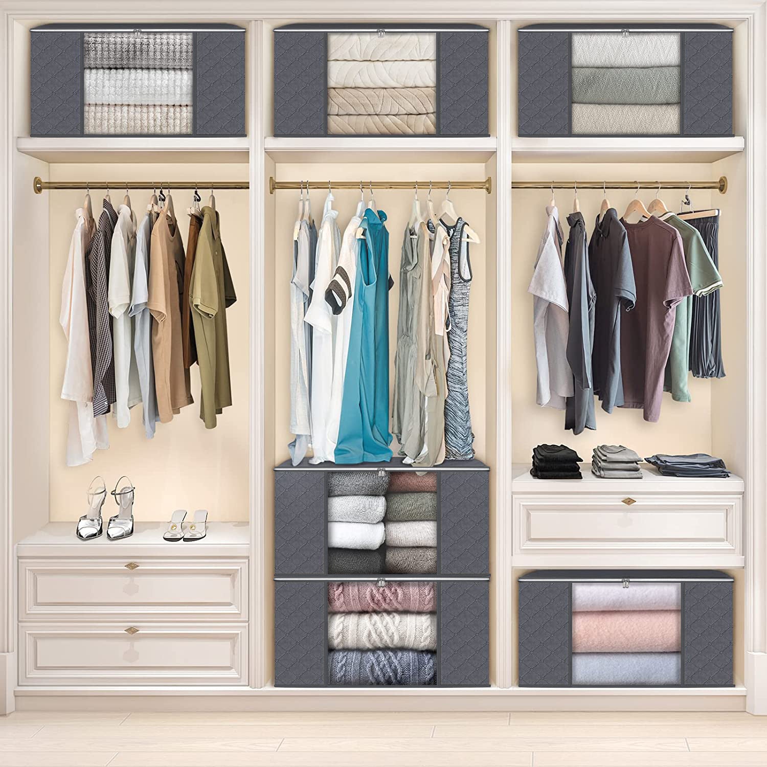 Storage Box Transparent Window Clothes Sorting Bag