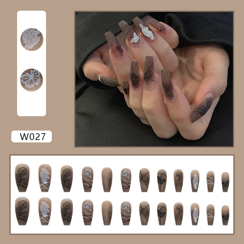 Dark Butterfly Long Ballet Nail Manicure Nail Pieces Personalized Wearing A Removable Nail