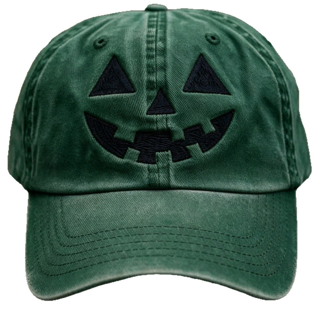 Halloween Pumpkin Smile Embroidered Baseball Cap, Washed Vintage Outdoor Sun Protection Duckbill Hat