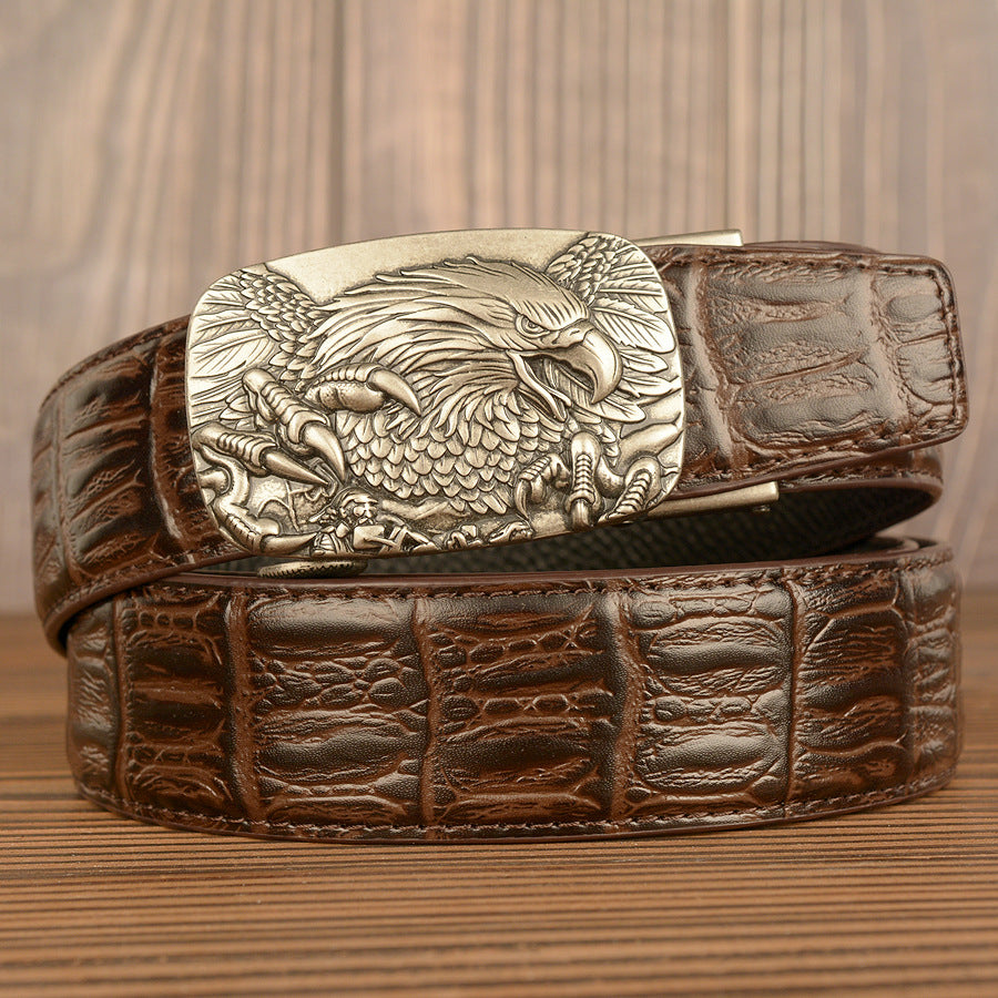 Wholesale Top Layer Cowhide Belt Men's Automatic Buckle Leather Belt Student Casual Trousers Belt