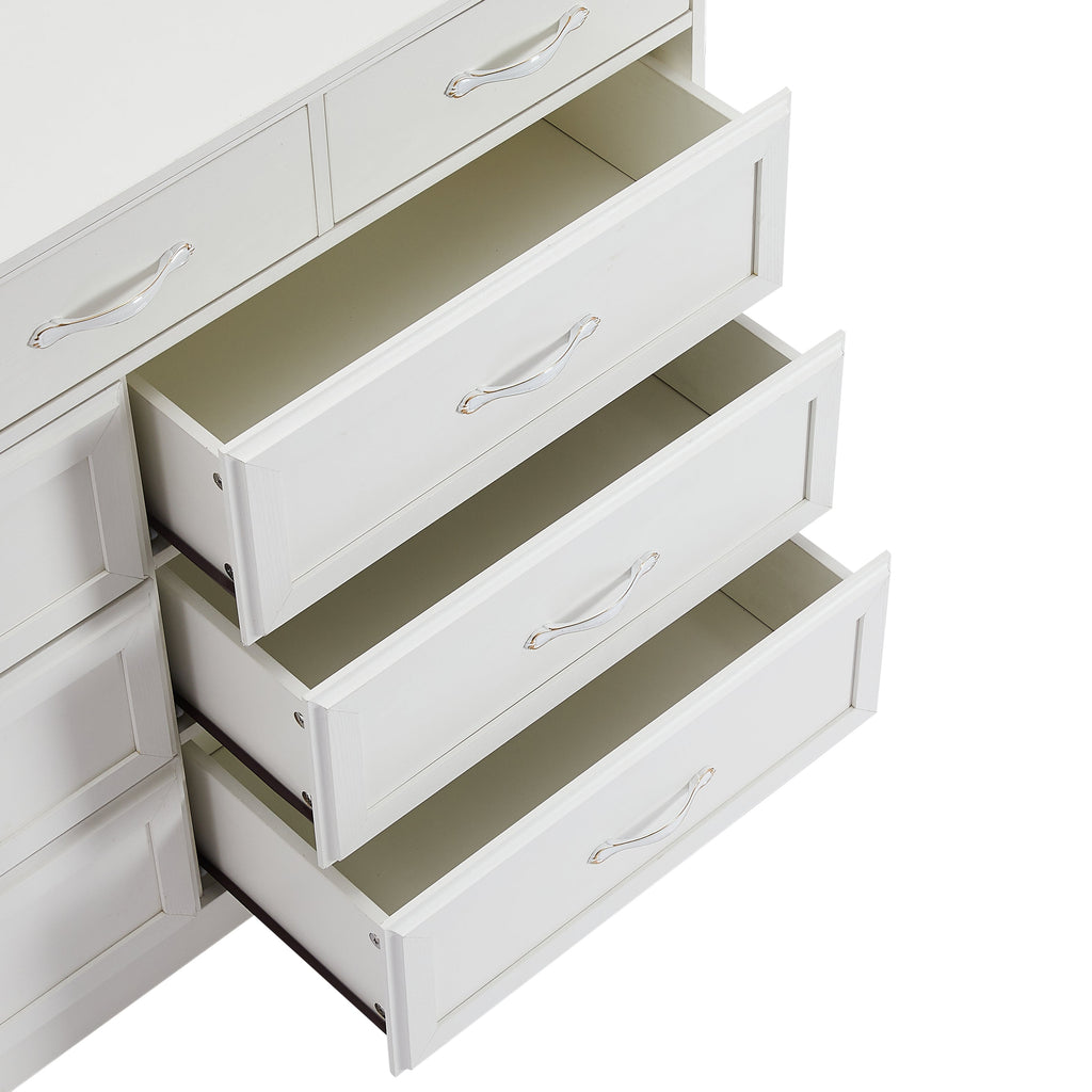 Bedroom dresser 9 drawer long dresser with antique handles wood chest of drawers for kids room 47.56''W x 15.75''D x 34.45''H