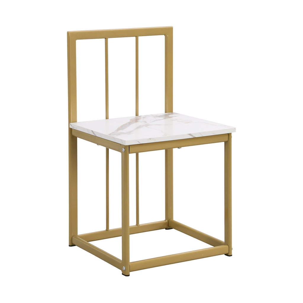 TOPMAX Modern 7-Piece Dining Table Set with Faux Marble Compact 55Inch Kitchen Table Set for 6  Golden+White