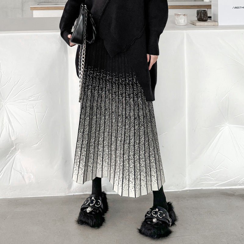 Gradient Knitted Half Skirt Body Women's Loose A-line Skirt