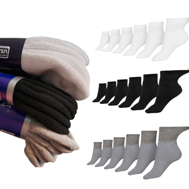 Men's Cotton Diabetic Ankle Socks (6 Pair) - Andersen Mercantile