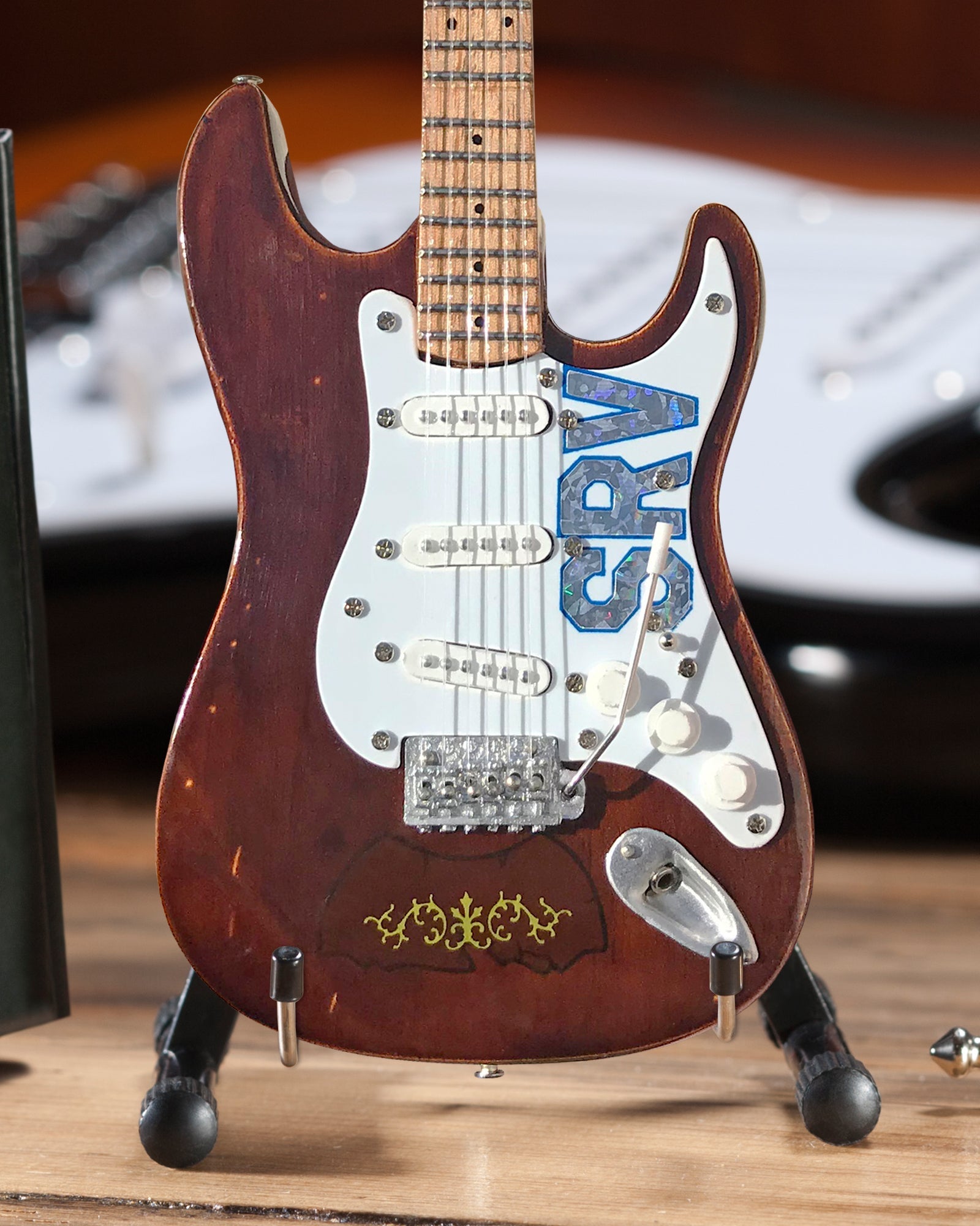 Stevie Ray Vaughan SRV Set of 2 Signature Fender Mini Guitar Replica Collectibles - Officially Licensed