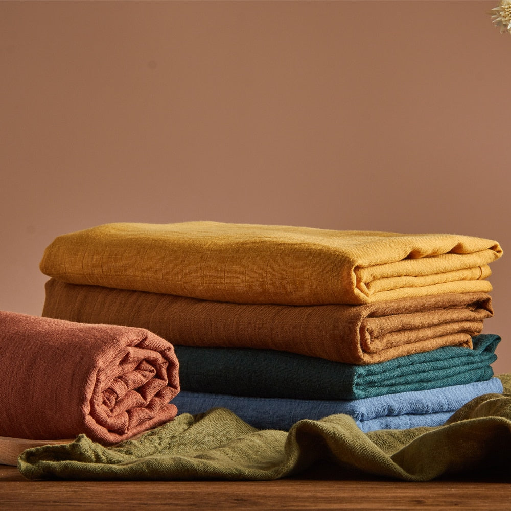 Kangobaby #Old Time# 100% Cotton Plain Color 2pcs Set Hot Sale Baby Muslin Swaddle Blanket