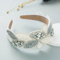 Headband Fashion Ball Rhinestone Pearl Leaf-Shaped Baroque Headband Exaggerated Wide-Brimmed Hair Accessories