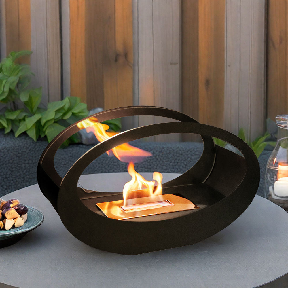 Alcohol fireplace real fire cruise ship oval glass tabletop fireplace metal storm heating wall