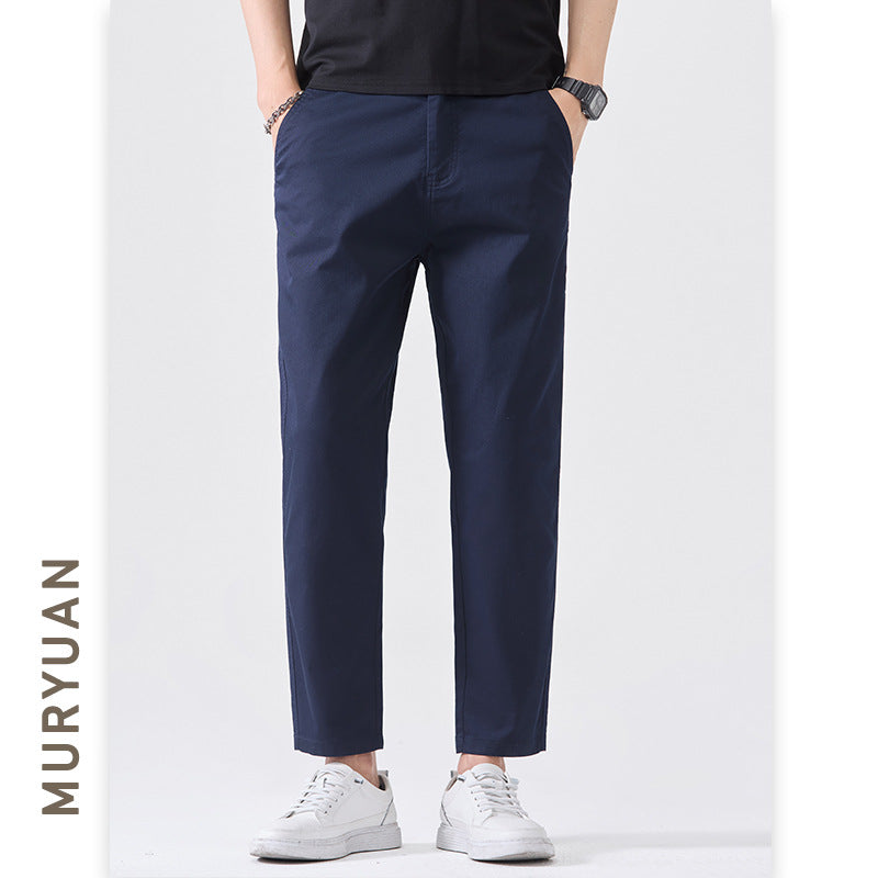 Slim Fit Ice Silk Casual Trousers for Men