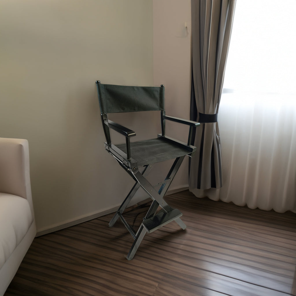 Casual Home Director's Chair, Black Frame/Black Canvas,Suitable for adults, foldable style, 2pcs/set populus